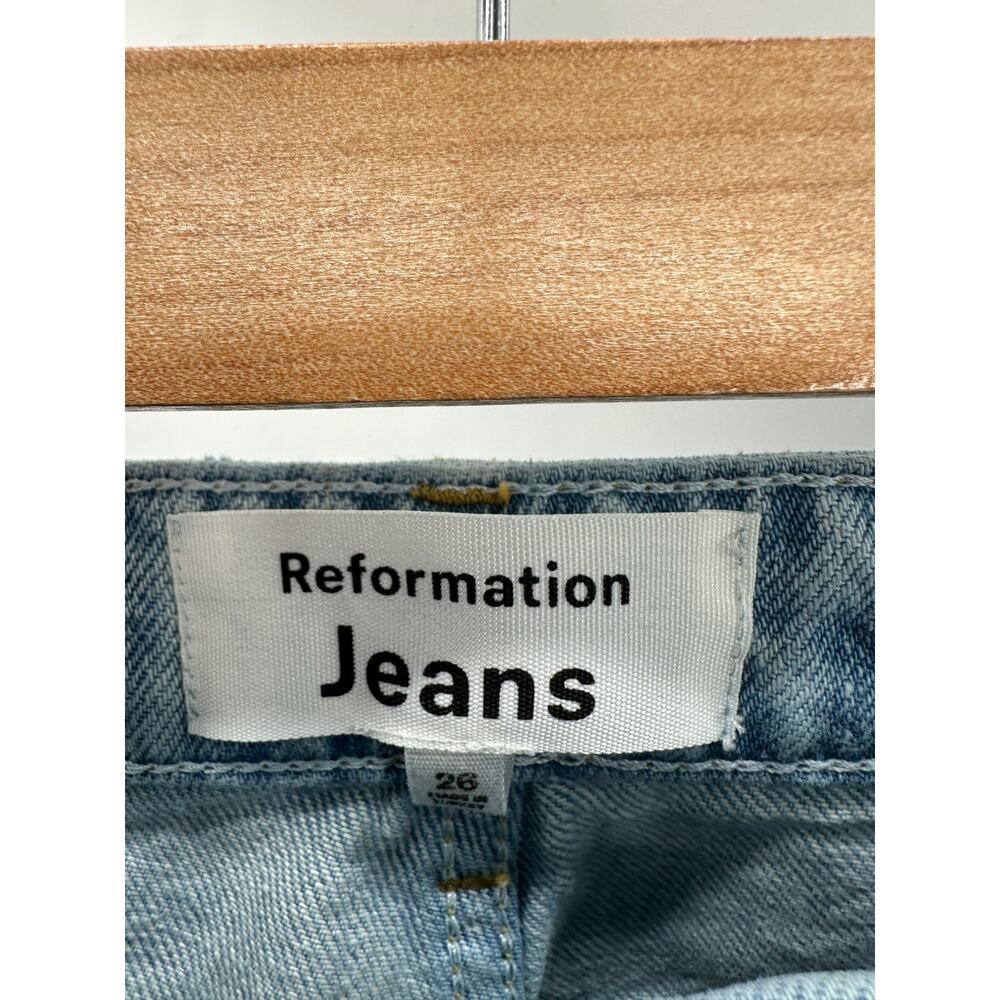 Reformation Preston Baggy High Rise Cuffed Lovell Blue Straight Jeans Women's 26 - Picture 6 of 11
